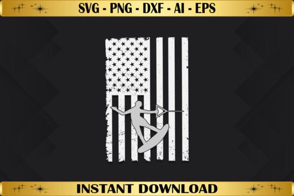 A Patriotic Wakeboarding Design for T-Shirt Graphics