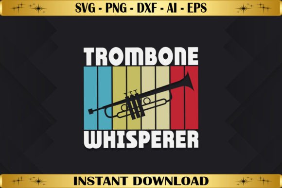 A Vintage Trombone Design for Crafters & Graphic T-Shirts