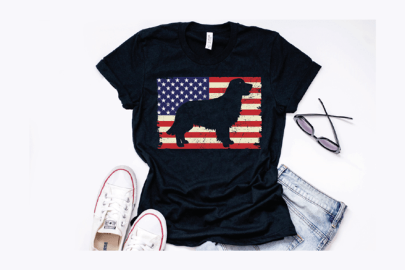 American Flag Golden Retriever Design: Graphics for T-Shirt Designs