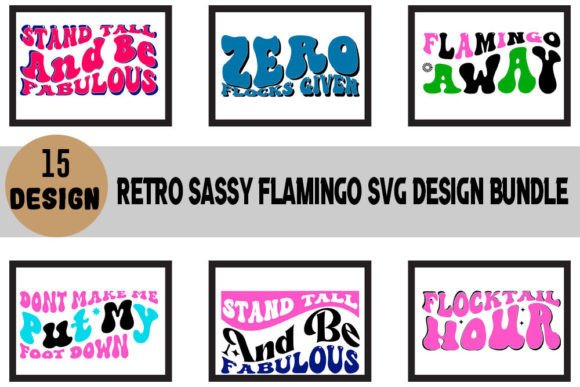 Retro Sassy Flamingo SVG Design Bundle
