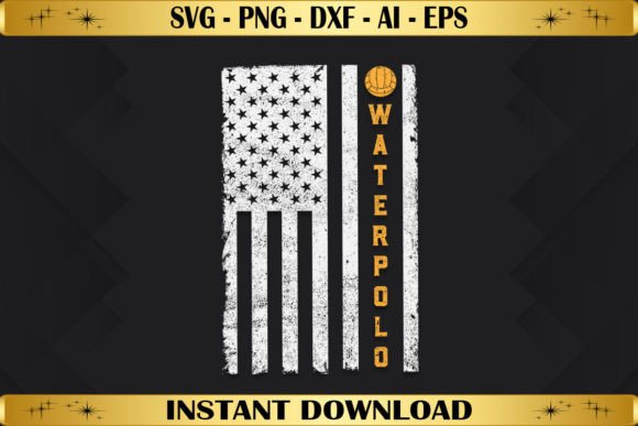Water Polo American Flag Graphics for T-Shirt Designs & Craft Projects